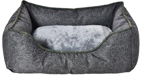 Dehner Lieblinge Kuschelbett Cleo, Hundebett/Katzenbett mit Anti-Rutsch-Boden, ca. 61 x 48 x 18 cm, Größe S, aus recycelten Materialien, grau