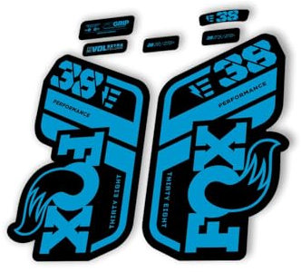 Gabel Ersatz Aufkleber kompatibel für Fox 38 2021 Performance E Bike Serie Blau (glänzend)