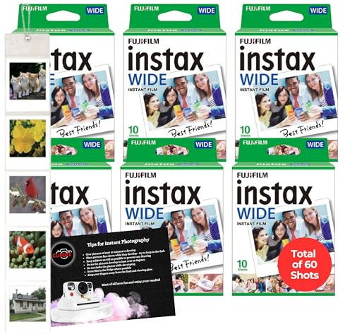 Clikoze Instant Camera Film Bundle with Fujifilm Wide Film x60 Shots, Wall Hanging Fujifilm Wide Photo Album and Instant Photography Tips Card