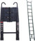 HIARAN 3,2 m Schwarze Teleskopleiter aus Aluminium, Teleskopleitern mit 2 Dachhaken, Mehrzweck-Klappleiter für Dachboden, Zuhause, Büro, EN131-zertifiziert und 150 kg maximale Tragkraft Lucky Star