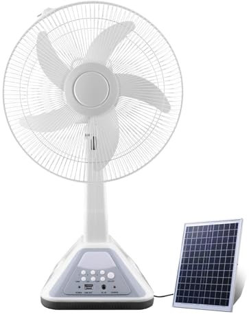 Fan Al Aire Libre Portátil De La Fan Recargable De 16 Pulgadas, Fan Recargable Solar De La Pared, Ventilador De Pared Silencioso, Oscilación De 85° De 3 Velocidades, Para Garaje Patio Dormitorio