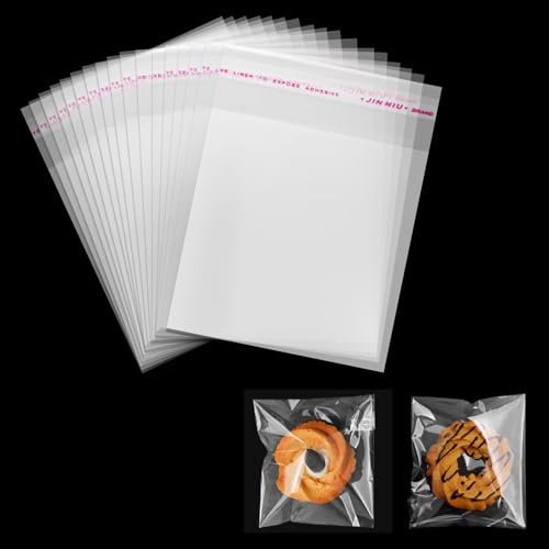 100 Stück Zellophantüten, durchsichtige selbstklebende Kekstüten, Süßigkeitentüten aus Plastik für Gebäck, Kekse, Bonbons, Gebäck, Schmuck, Seifen, Karten und Haarnadeln (10×12 cm)