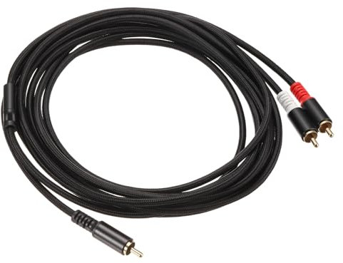DMiotech RCA Y Cable 16ft, 1 RCA Male to 2 RCA Male Y Splitter Stereo Audio Subwoofer Cable for Home Theater, HDTV, Speakers, Hi-Fi Systems, Amplifiers