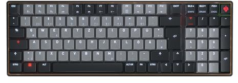 CHERRY KW 550 MX LP, Mechanische Low-Profile-Tastatur im 96-%-Format, Deutsches Layout (QWERTZ), Multi-Device-Funktion, MX LP 2.0 Ivory Switches, Schwarz