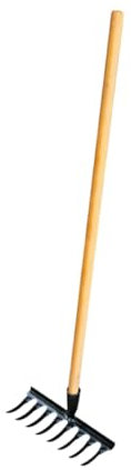 Gralara Rastrello da Giardino per Foglie Prato rastrellino Cortile Cortile rastrello Manico in Legno rastrello per livellare Prato, 8 Denti 26x12x10cm