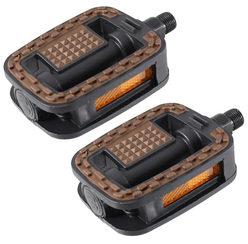 Pedales para Bicicleta Clasica Retro Vintage Urbana con Bloque de Resina y Goma Antideslizante, Reflectores y Rodamientos 510727mr