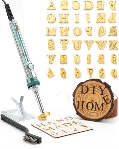 Mini Branding Irons Letter and Number 60W Electric Branding Iron for DIY Wood Leather Hats BBQ Bread (36pcs, 1.2cm Letters & Numbers)