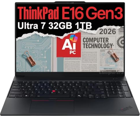 Lenovo ThinkPad E16, 16 FHD+ Laptop, Ultra 7 255H, 32GB DDR5, 1TB SSD