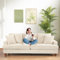 Domusensus 3 Sitzer Sofa Big, 221CM Cord Sofa Wohnzimmer Werkzeugfreie Montage, Schlafzimmer Sofas 53CM Extra Tiefe Sitze, Bequemes Couch mit 2 Kissen, Modernes Couch fürs Büro, Big Sofa Couch Beige
