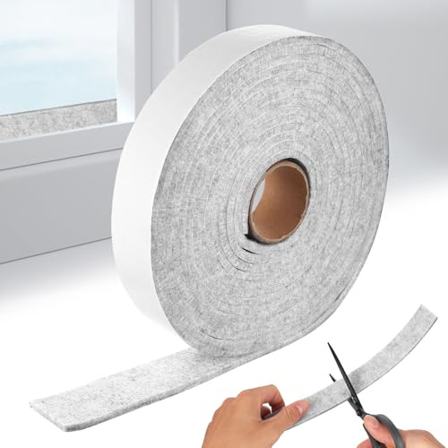 1 Rolle Filzband Selbstklebend, 5m x 3cm x 0.4cm Filzgleiter Selbstklebend Rolle, Filzstreifen Selbstklebender Filzklebeband Klebefilz für Stühle Möbel Bodenschutz Oder Fenster Kondensationsabsorber