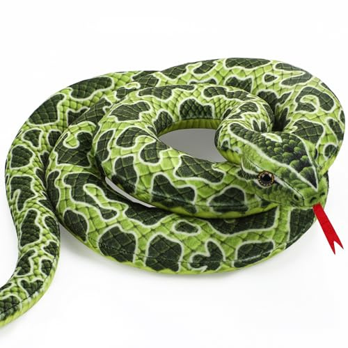 GalaVee Grüne Schlange Kuscheltierschlange: 170cm Realistisches Plüschspielzeug, Großes Stofftier für Scherzartikel und Kinder, Lustiges Geschenk für Tierliebhaber und Sammler