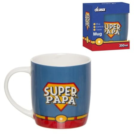 BLUECHOLON Tazza Super Papà in ceramica 350 ml. Mug Regalo per festa del papà e compleanno con scatola regalo