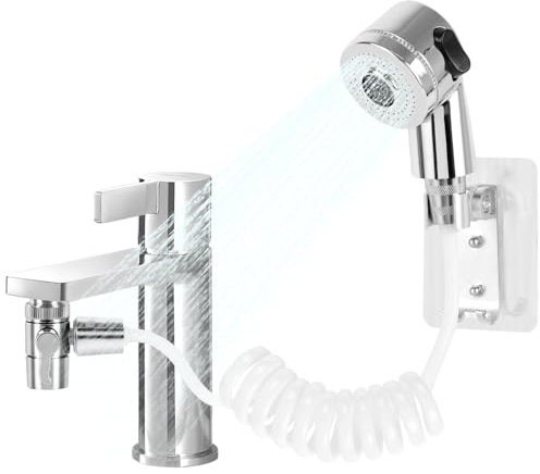 Gelewuld Doccetta per Lavandino, Doccino per Doccia, Soffione Doccia con 1.5m Tubo, Doccino per Bidet Bagno, Doccino Universale per Rubinetti, Perfetto per il Lavaggio dei Capelli, Animali, Cucina