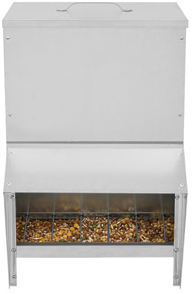 Futterautomat Hühner 25 Kg Hühnerfuttertrog Wetterfest Futterspender Geflügel Futterautomat Kaninchen Hase Wachtel Zubehör Futtertrog mit Deckel