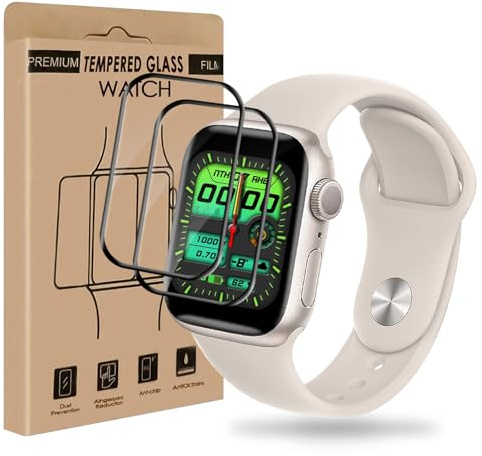 Bodyguard 2 Stück Schutzfolie für Panzerglas für Apple Watch Series 7/8/9 45mm, Ultradünn Ultra-Klar Kristallklar 100% Touchgenauigkeit Frei von Kratzern Bruchsicherheit Apple Watch 45mm Folie