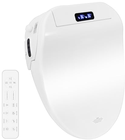 YU YUSING Abattant WC Chauffant Intelligent avec Cuvette Électrique et Télécommande, Siège de Toilette avec Affichage LED, Fonction Auto-Nettoyage, Séchage à Air Chaud (Forme V)