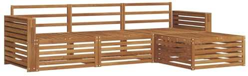 vidaXL Outdoor-Sofagarnitur 4 pcs Natur, Gartenlounge-Set, modernes Ecksofa für draußen, langlebige Möbel für Bequeme Terrassenplätze