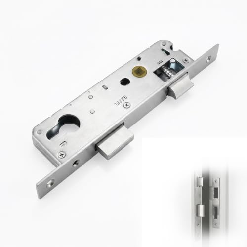 Cerradura de marco tubular de acero inoxidable - Distancia de 92 mm - Distancia al cañón de 25 mm - Ideal para puerta de jardín - Inserto adaptable para izquierda y derecha