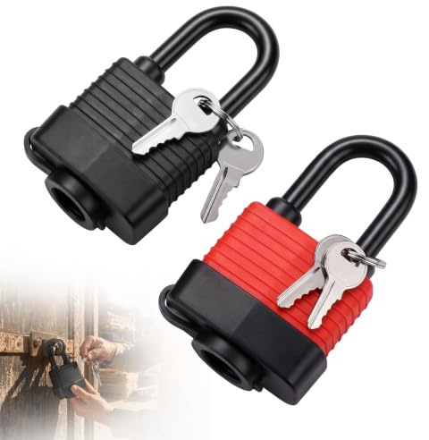 Umllpet Lucchetto a Stessa Chiave Impermeabile per Esterno, Lucchetto in Acciaio con Rivestimento Gomma Resistente alla Pioggia e alla Ruggine, Ideale per Cancello Giardino Garage Cantina Recinzione