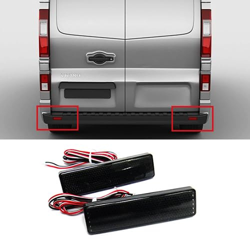 RZG 2x Black Smoked Lens Rear Bumper Reflector LED Fog Tail Stop Brake Light For Vivaro Movano Master Trafic Primastar