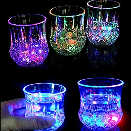 Leuchtend Becher 200ml Trinkbecher LED Automatische blinkende Tasse mehrfarbig leuchten Becher Wein Bier Glas Whisky Getränk Tasse Bar Club Party Küche Weihnachts dekor(4pcs)