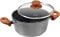 STONELINE Back to Nature Casserole 20 cm, avec Couvercle en Verre, Compatible à l'Induction et au Four, Revêtement Antiadhésif avec de vraies particules de pierre, Gris