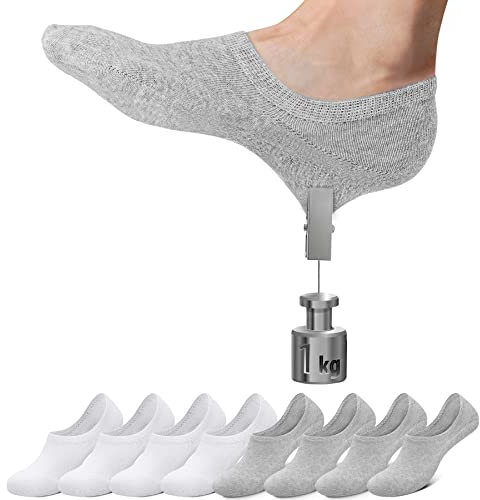 Falechay Füßlinge Damen Sneaker Socken Herren Sneakersocken Fusslinge Frauen 8 Paar Invisible weiß grau 39-42