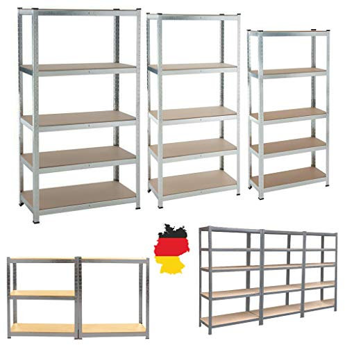 Schwerlastregal Ablagegestelle 200x100x50cm Regal Metall mit 5 MDF-Platten 875kg Belastbarkeit Verstellbare Höhe - Verzinkt