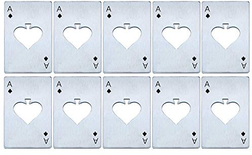 VOANZO 10PCS Cavatappi Creativo a Forma di Poker, apribottiglie in Acciaio Inossidabile Picche A Carte da Gioco per la Festa