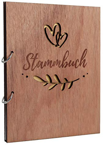 Hochzeitideal Stammbuch der Familie Familienstammbuch Holzcover inkl. Lasergravur (Serie Fiore)