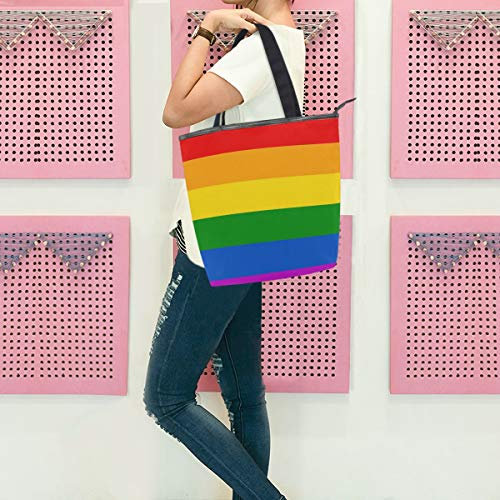 GIGIJY Rainbow Pride Gay Handtasche groß für Damen Frauen Schulter Tote Reißverschluss Shopper Organizer Taschen für Frauen Top-Griff Taschen