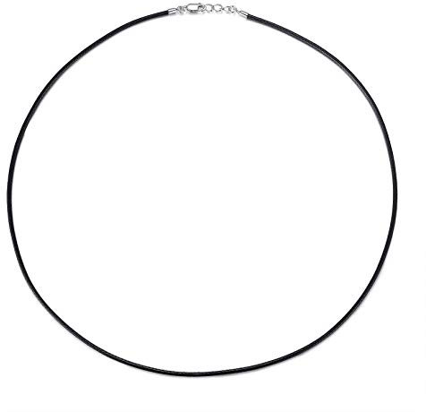 VIKI LYNN Collier Chaîne Cordon pour Pendentif Homme en Coton ciré 1.5 mm avec Fermoir Mousqueton en Argent 925 Longueur de Collier 60+1cm