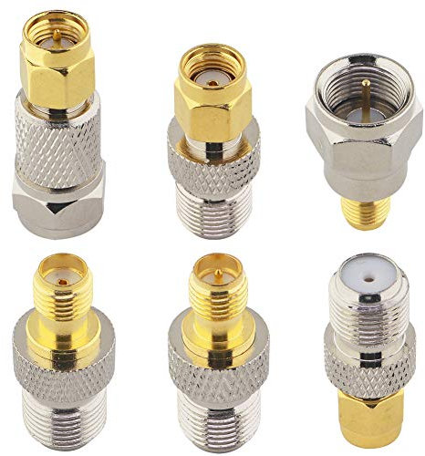 Boobrie F zu SMA/RP-SMA Kit 6 Stück Koaxialstecker von Buchse zu Buchse Koaxialstecker Buchse zu Stecker für WiFi/Radio/TV-Antenne/FPV Drohnen Kabel
