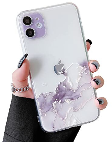 DEFBSC Case for iPhone 11, Marble Texture Semi-Transparent Case, Watercolour Marble Pattern Slim Soft TPU Bumper Shockproof Back Cover Case for iPhone 11 - Grey