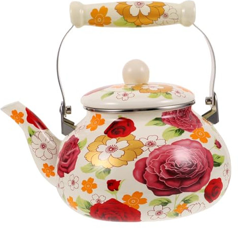 TOPBATHY Kaffeekanne Teekessel Holzofen Email mit Griff Retro Japanischer Floral Tee Topf Porzellan Emazeled Tee Kessel für Loser Blatt Tee Nachmittagstee Teekessel Gasherd