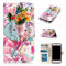 nancencen Gemalte Serie Handyhülle für iPhone 5 / 5S / SE 2016 Hülle mit Ständer, Premium PU Leder Brieftasche Schutzhülle [Anti-Kratzer] Flip Case Cover Stoßfeste Klapphülle, Blume Elefant