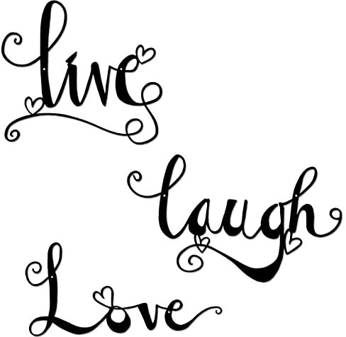 ESTART 3 Stück schwarze Metall-Buchstabenschilder, Dekor Live Laugh Love, Wandkunst, Dekoration für Zuhause, Innen- und Außenbereich, Schlafzimmer, Wohnzimmer, Badezimmer und Büro