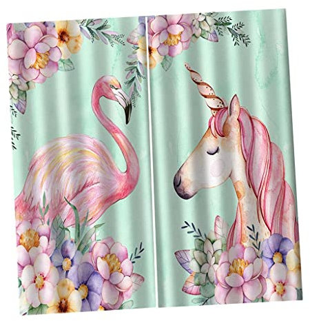 Sharplace Flamingos Und Einhörner Schlafzimmer Fenster Drape 2, 170 x 200 cm