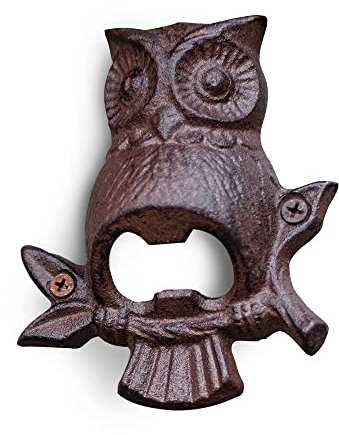 Sport Tent Vintage Cast Iron Wall Mounted Owl Bottle Opener with Screws for Home,Bar，Kitchen, Restaurant