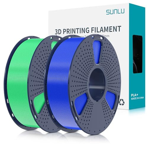 SUNLU PLA+ Filament 1.75mm 2KG, PLA Plus 3D Drucker Filament, Stärker belastbar, Neatly Wound,2 Spool 3D Druck PLA+ Filament, Maßgenauigkeit +/- 0.02mm, Blau+Grün