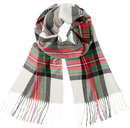 CALVIN & OLIVIA Damen Herbst Winter Schal Dicker Klassischer Plaid Schal Wrap Wärme Weich Oversized Kaschmir Gefühl Schals, Klassisches rosa Karomuster