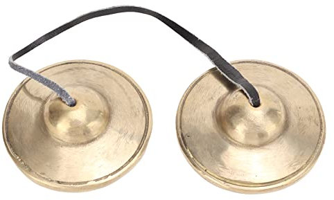 Campana Tingsha, Platillos Tibetanos Tingsha de 2,7 Pulgadas, Campanas de Meditación, Símbolos Auspiciosos Artesanales, Platillos Tibetanos Tingsha, Campana Tibetana Portátil de Latón