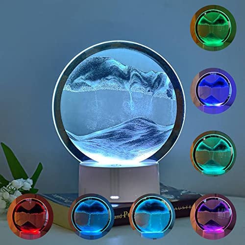 ACAREY Sandbilder Zum Drehen mit Led Licht, 3D Sandscape Sanduhr Sandbilder Zum Drehen, Dynamisches Sandscape Bewegende Sandkunst Personalisierte Geschenke, Geschenk für Freundin (Blau)