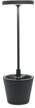 Zafferano, Poldina Reverso Lampe, Wiederaufladbare und Kabellose Tischlampe mit Touch Control, Geeignet für den Innen- und Außenbereich, Dimmer, 2200-3000 K, Höhe 35 cm, Farbe Dunkelgrau