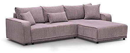 Generisch Ecksofa Primo L Eckcouch Farbwahl Wohnzimmer Schlaffunktion Modern (Rechts, PINK – POSO 27)