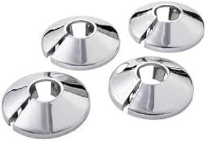 Silver 22mm Pipe Collars Chrome 0.86 Pipe Collar Rose Rosette Silver Chrome Pipe Roses for Hiding Unsightly Pipework Boiler, Bath, Hot Water Pipes, Water Tank, Radiator Pipes (8)