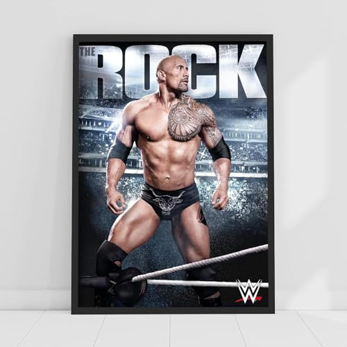 WWE Print – The Rock in Ring Poster Wrestling Wandkunst (A4-21 cm x 29,7 cm)