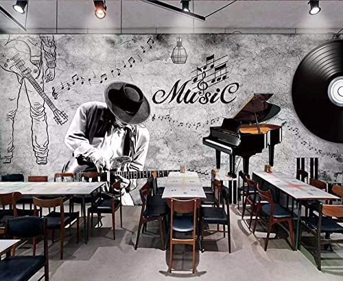 3D Wandtapete Retro-Musik-Rocker Fototapeten Wohnzimmer Tv Sofa Thema Hotel Luxus Hintergrund Wandmalerei Wohnkultur Abziehen Und Aufkleben Wandkunst Selbstklebende Wandposter 200(B) x150(H) cm