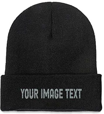 Individuelle Beanie-Mütze für Herren und Damen, fügen Sie Ihr eigenes Logo hinzu, Schwarz, Schwarz , Einheitsgröße