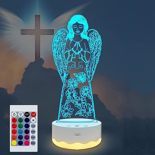 SUPERHONGJIHAO Engel 3D Nachtlicht Kinder Nachttischlampe 16 Farben ändern mit Fernbedienung für Kind